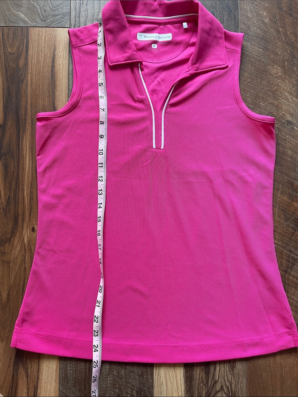 Pebble Beach Sleeveless V-Neck Golf Tank Top - Bright Pink - Picture 5 of 7